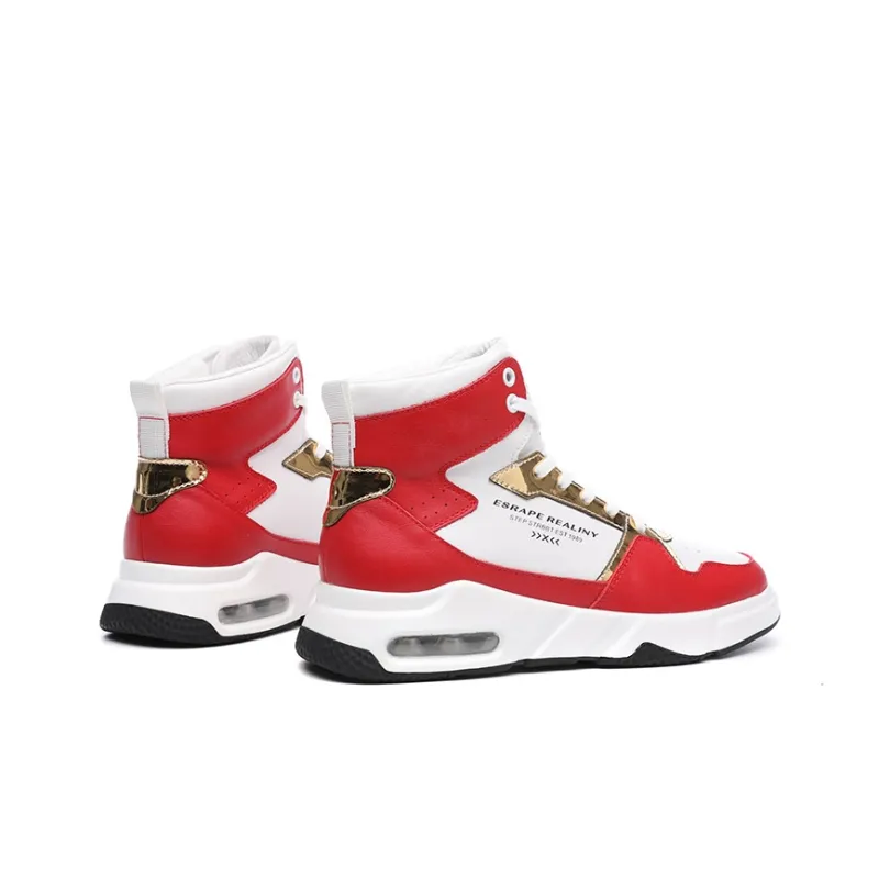Babinda High-Top Skateboard Shoes Men's White Red-3