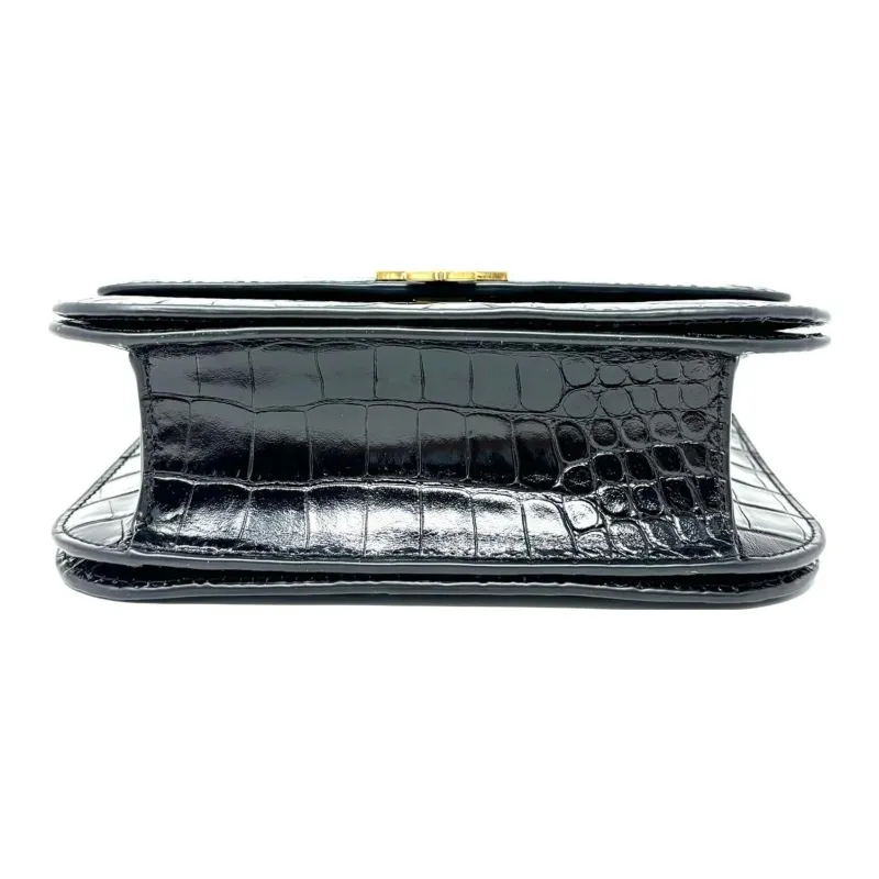 TORY BURCH Britten Crocodile Textured Leather Shoulder Bag, Crossbody Bag Tubas Women's Black-4