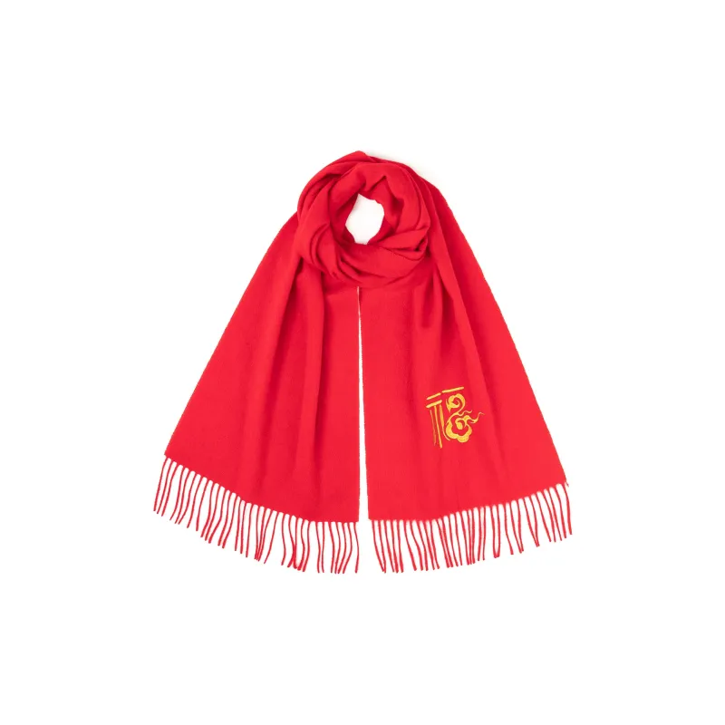 Shanghai Story 100% Sheep Wool Knit Scarves Unisex Embroidery Red 4 Colors-6