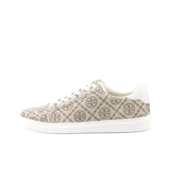 TORY BURCH Howell T Monogram Court Low Top Stylish Skateboarding Shoes Women's Brown