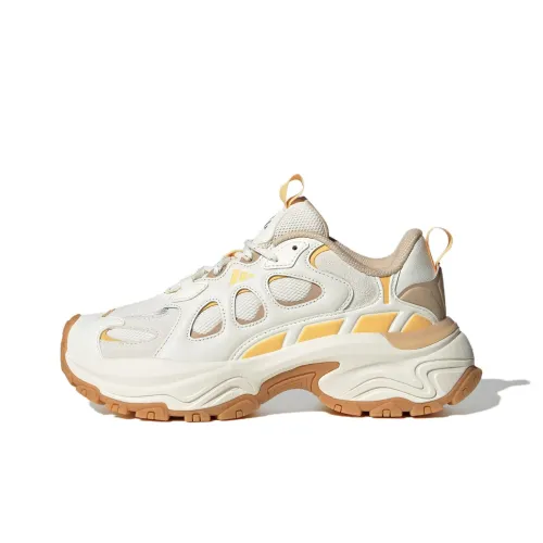 Adidas Cushioning Wear Resistant Low Top Chunky Sneakers Women's White Yellow