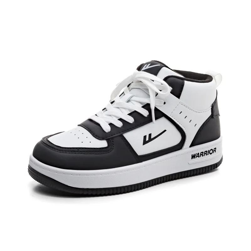Warrior Warm And Wear Resistant High Top Skateboard Shoes Women's Black White-1