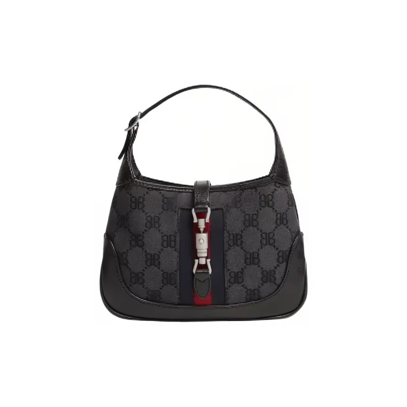 Balenciaga GUCCI Collaboration Leather Shoulder Bag, Crossbody Bag Women's Black-0