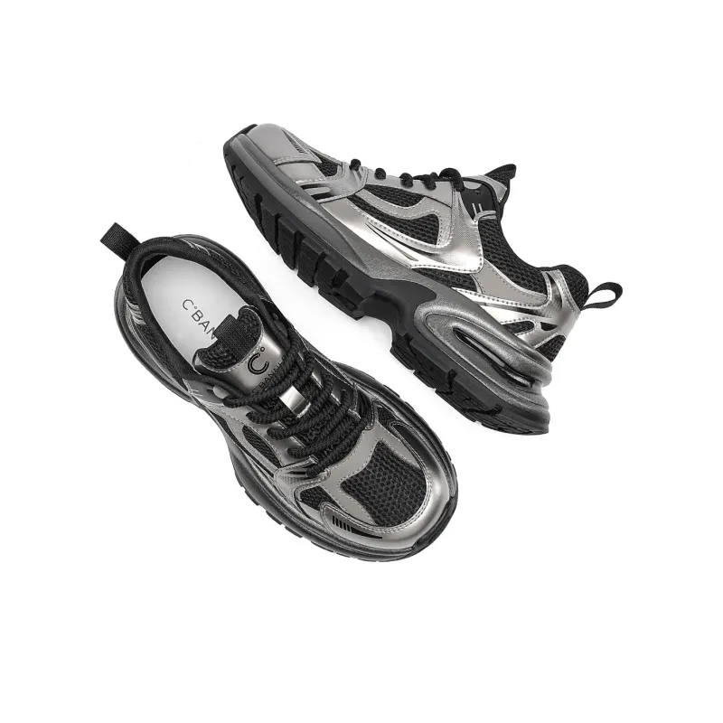 C°BANNER Low Top Chunky Sneakers Men's Black Gunmetal-3
