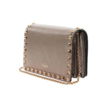 Valentino Calfskin Clutches Shoulder Bag Crossbody Bag Women's Dove Gray