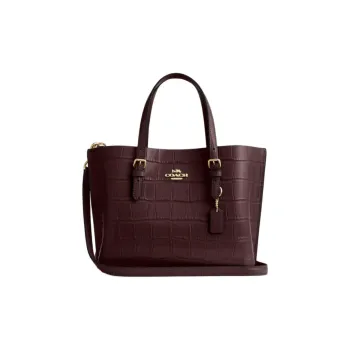 COACH Mollie Leather Tote Bag Shopping Bag Handbag Shoulder Bag Crossbody Bag Medium Size Women's Gold & Merlot
