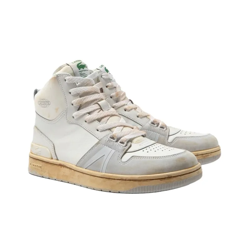 LACOSTE High-Top Skateboard Shoes Men's White-2