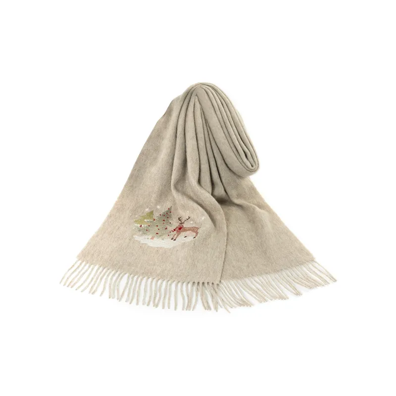 Shanghai Story 100% Sheep Wool Knit Scarves Unisex Peaceful Tree Bell 6 Colors Available-0