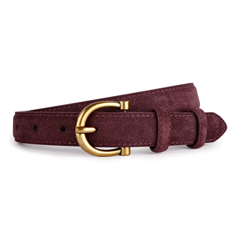 Ace Paul Matte Top Grain Cow Leather Suede Belt Belt Women's Black/Coffee/Khaki/Burgundy 2.8cm-6