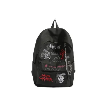 BRABOSTON Canvas Abrasion Resistant Backpack Unisex Black/Burgundy