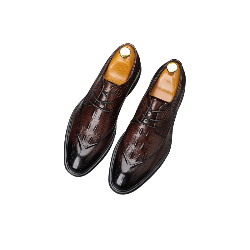 GZZ Dress Shoes Men Low Top Black-7