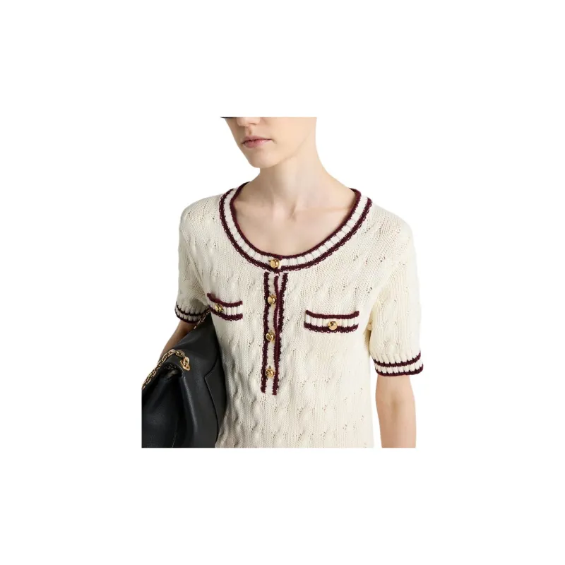 PRADA Round neck Knitted Cotton Mini Dress-4
