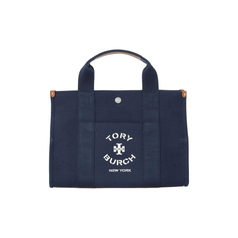 TORY BURCH Cotton Canvas Bag, Tote Bag, Shopping Bag, Shoulder Bag, Crossbody Bag, Handbag Trumpets Women's Dark Blue-0