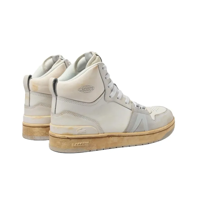 LACOSTE High-Top Skateboard Shoes Men's White-3