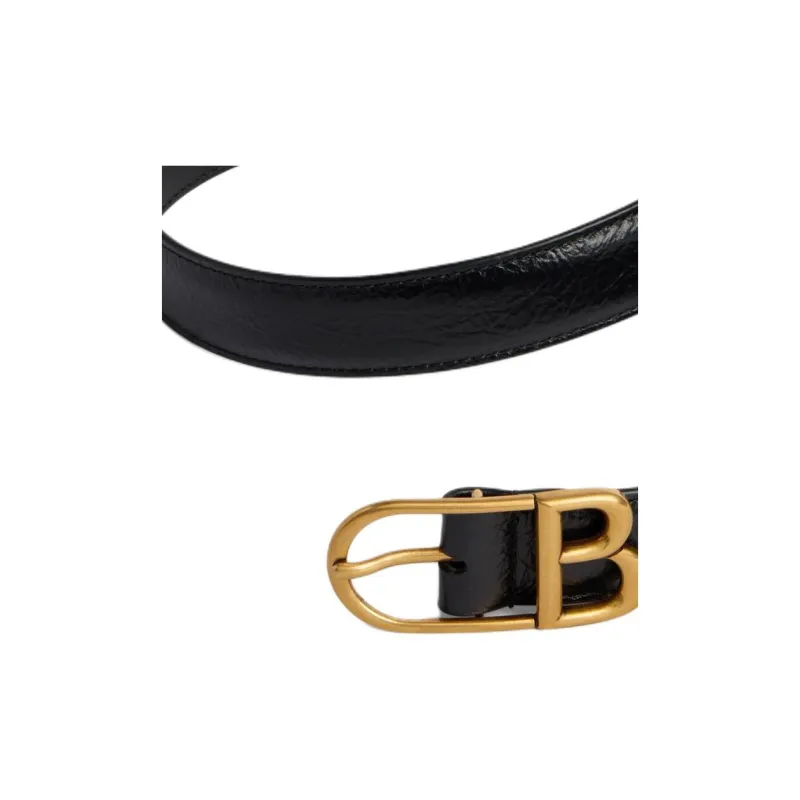 Balenciaga Cow Leather Belts Unisex Black Width 2.5cm-2