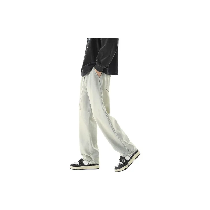 IJRJ Jeans Unisex Distressed White Gray-12