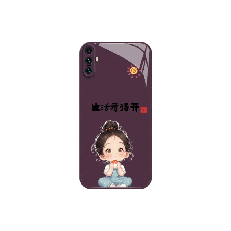 PHILIPS Glass Material Phone Cases Compatibility With Vivo X Collection Lacquered Metal Cartoon Pattern Cute Playful-4