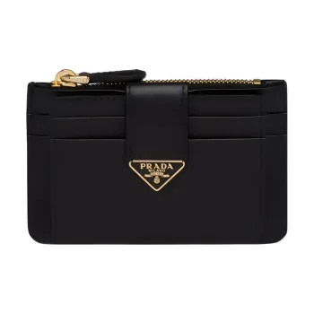 PRADA Saffiano Leather Card Holder Women's Black
