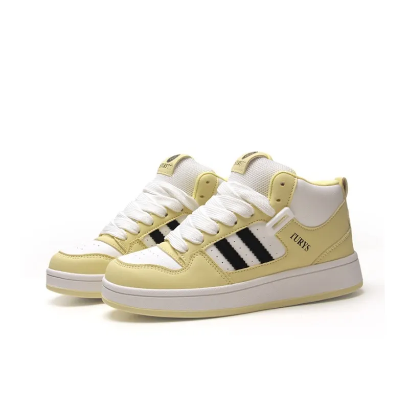 WJA Skateboard Shoes Women's High Top White Light Yellow-3