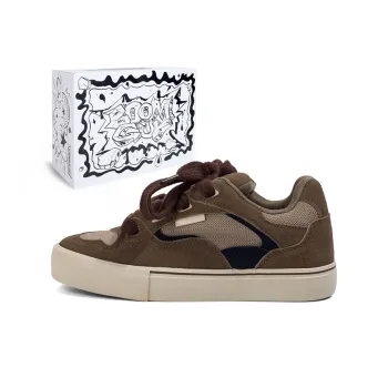 BOOM GUY POW Explosion Energy 100% Box Durable Lightweight And Breathable Low Top Skateboard Shoes Unisex Brown