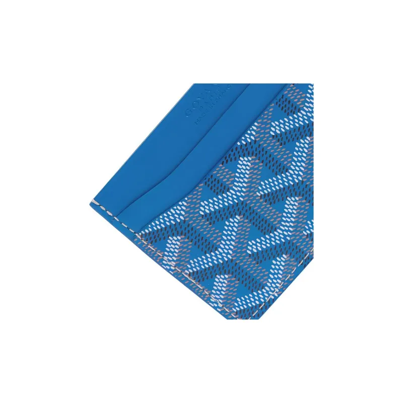 GOYARD Saint-Sulpice Canvas With Leather Dog's Teeth Card Clip Card Holder Unisex Sky Blue Spell Black Small Hearts-1