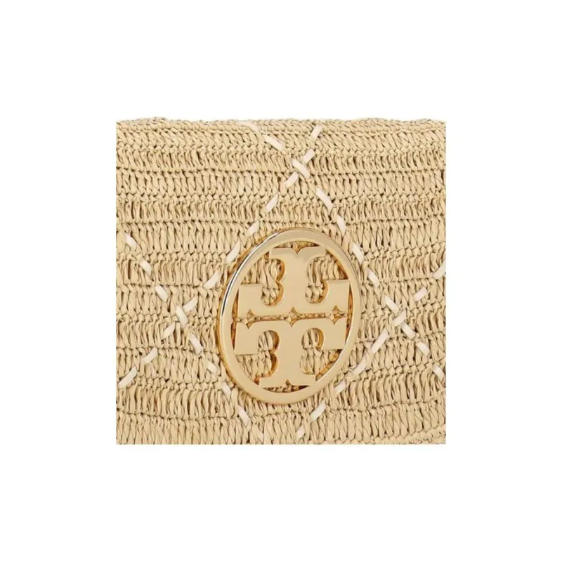 TORY BURCH Raffia With Leather Trim Shoulder Bag Crossbody Bag Women's Natural-3