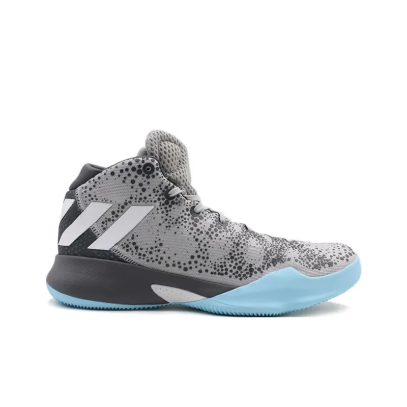 Adidas Crazy Heat Anti-Slip Wear-Resistant High-Top Basketball Shoes Men's Gray Blue-1