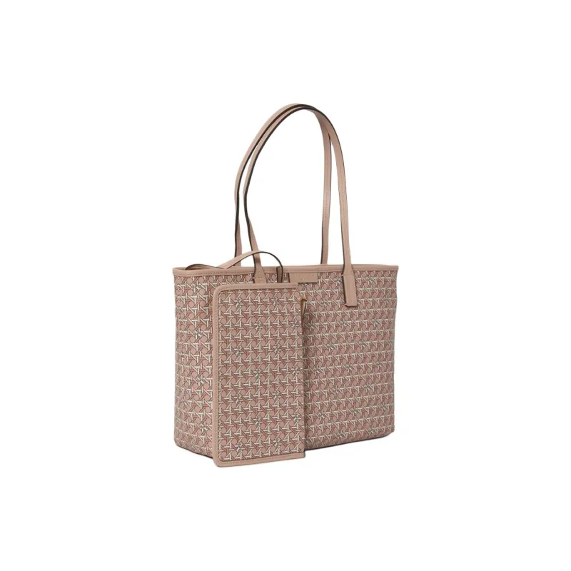 TORY BURCH Coated Canvas Combo Bag Tote Bag Shopping Bag Handbag Shoulder Bag Small Size Women's Peach Pink-3