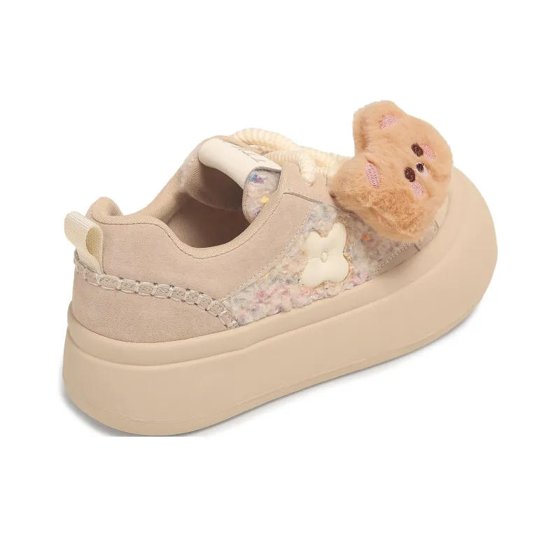 TTKJ Wear-Resistant Height Increasing Low-Top Casual Shoes Women's Creamy Apricot-3