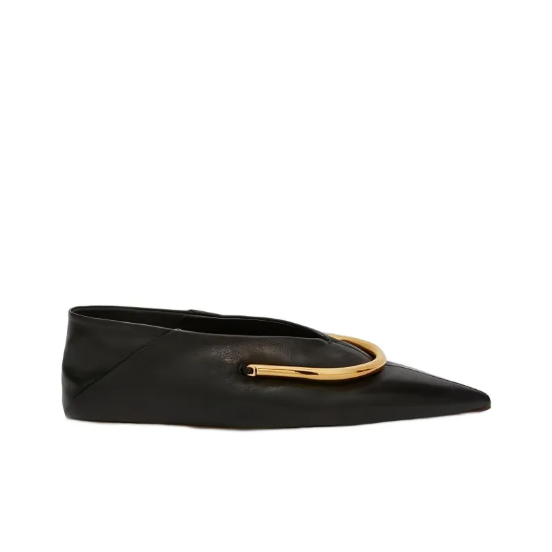 JIL SANDER Plaque-detail Pointed Ballerina Shoes-1