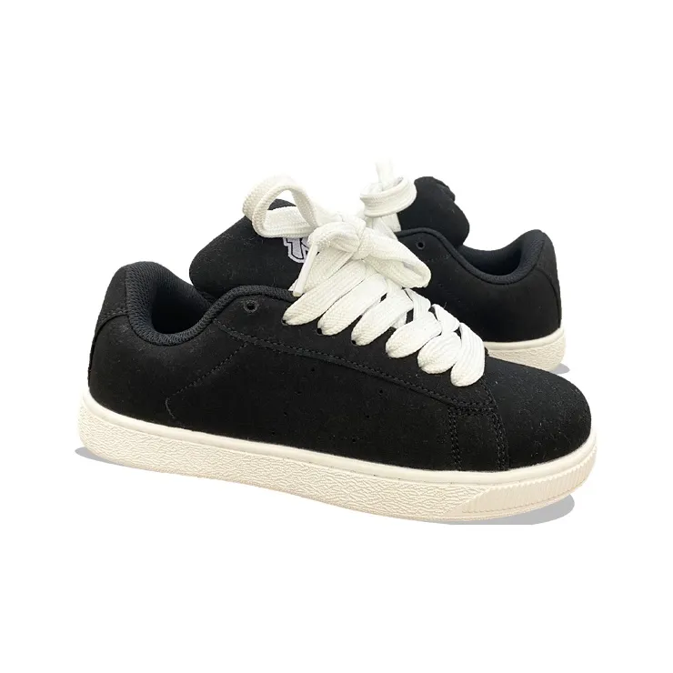 XLAIII Anti Slip Wear Resistant Low Top Skateboard Shoes Unisex Black White-2
