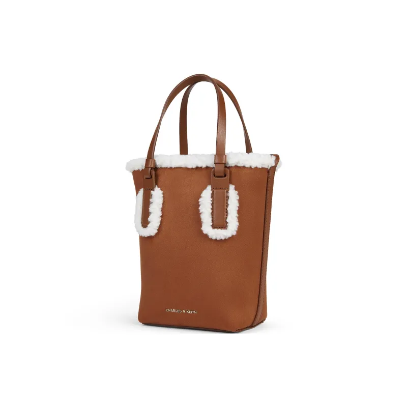 CHARLES&KEITH PU, Textile Mixture Handbag Trumpets Women's Brown-1