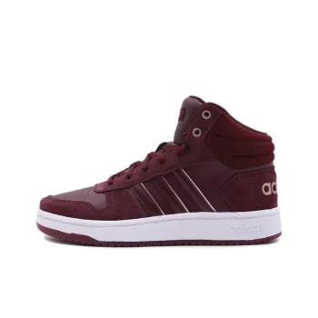 Adidas Hoops 2.0 Anti-Slip Wear-Resistant Mid-Top Skateboard Shoes Women's Burgundy