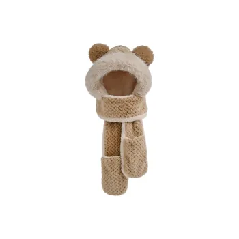 FREE RABBITⅡ Fall And Winter Plush Cycling Cold Resistant Scarf Glove Three Piece Set Women's