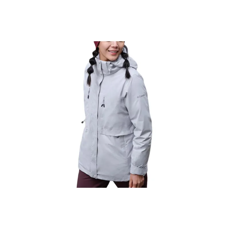 Columbia Transit Waterproof And Warm Windbreaker Jacket Women's Gray White-1