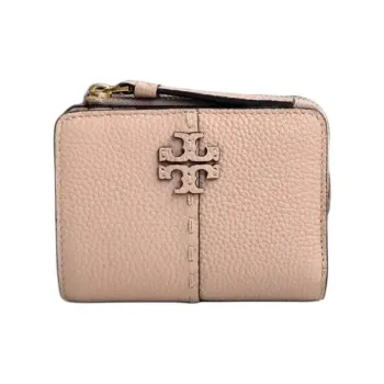 TORY BURCH McGraw Litchi Grain Leather Coin Purses Wallets Women's Pink