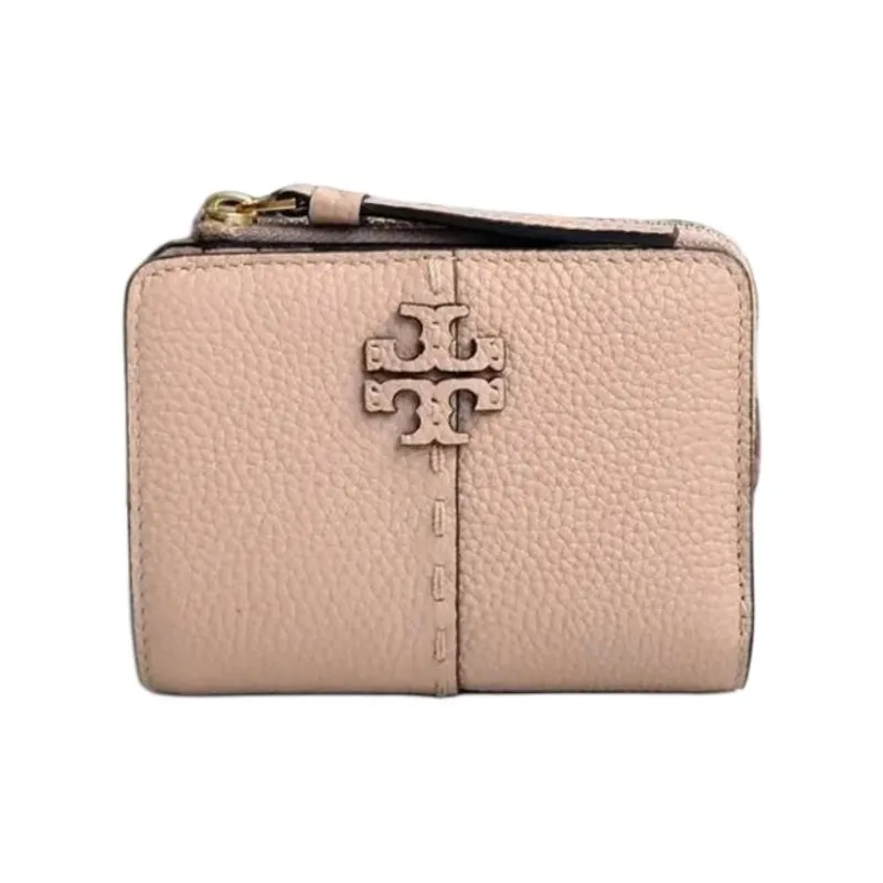 TORY BURCH McGraw Litchi Grain Leather Coin Purses Wallets Women's Pink-0