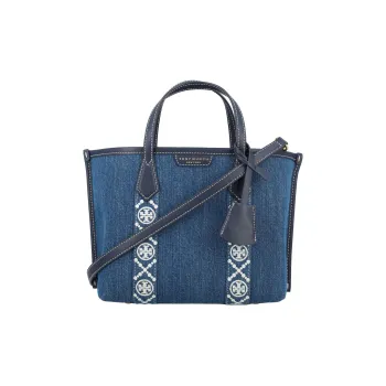 TORY BURCH Perry Denim Tote Bag, Shopping Bag, Shoulder Bag, Crossbody Bag, Handbag Women's Denim Multicolor