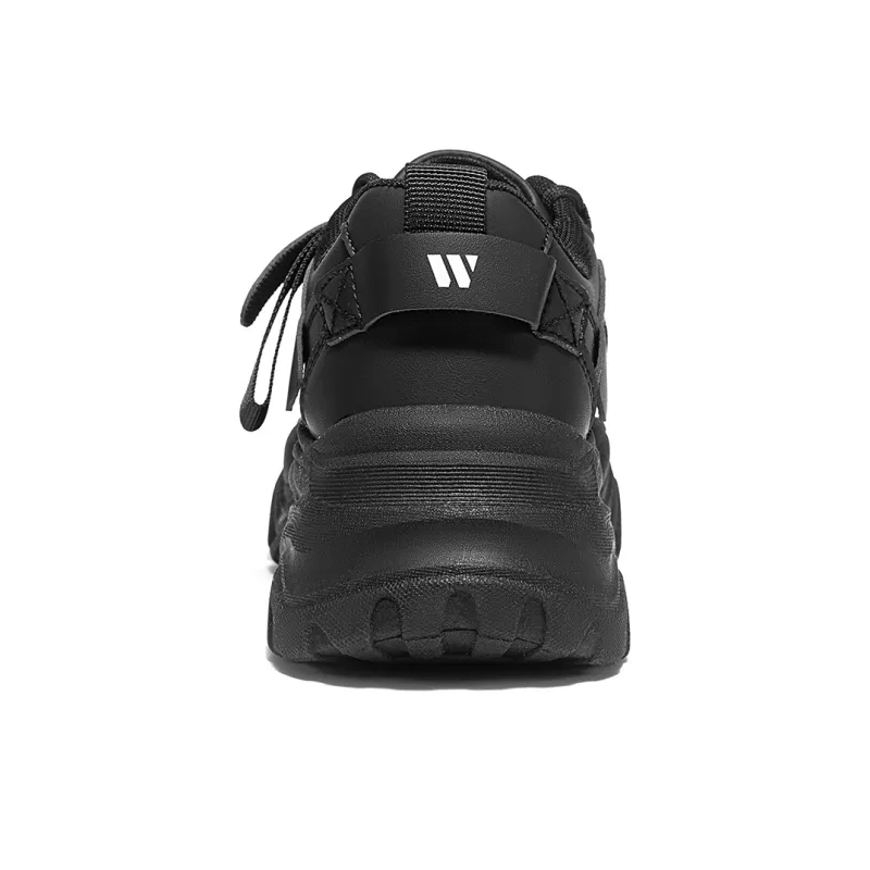 Warrior Cushioning Height Increasing Lightweight Low Top Chunky Sneakers Women's Black-3