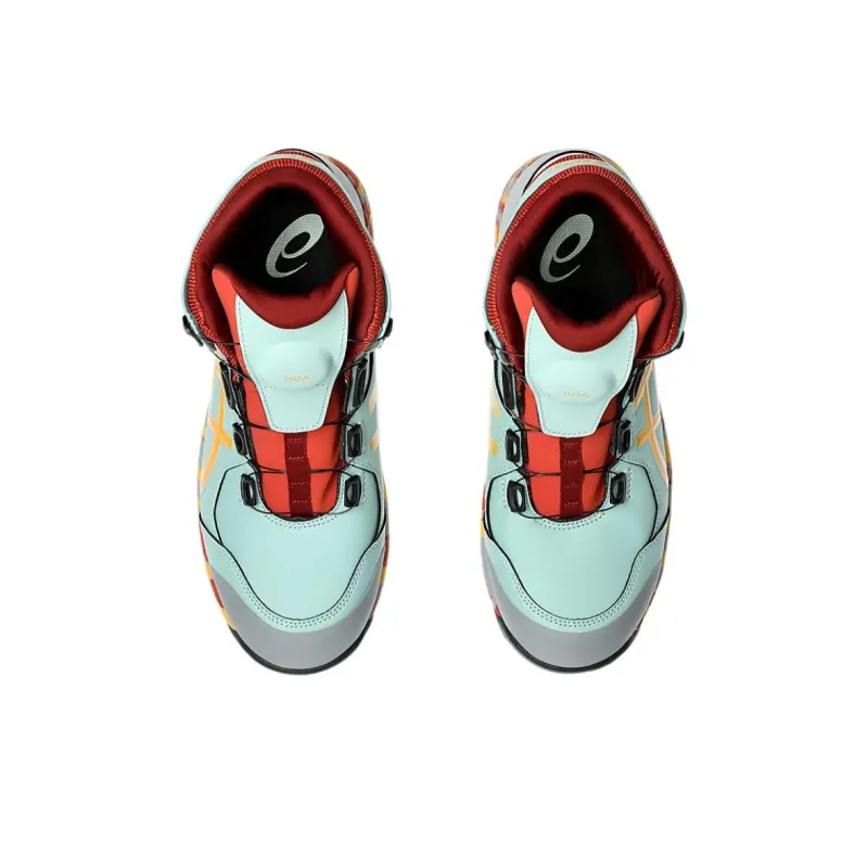 Asics Winjob Anti Slip Wear Resistant High Top Casual Running Shoes Unisex Cyan Yellow-5