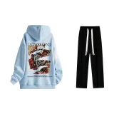 Set (Glacier Blue Sweatshirts+Black Casual Pants)