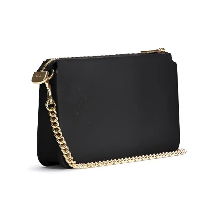 COACH POPPY Solid Color Pebbled Leather Combo Bag Card Holder Crossbody Bag Women's Black-1