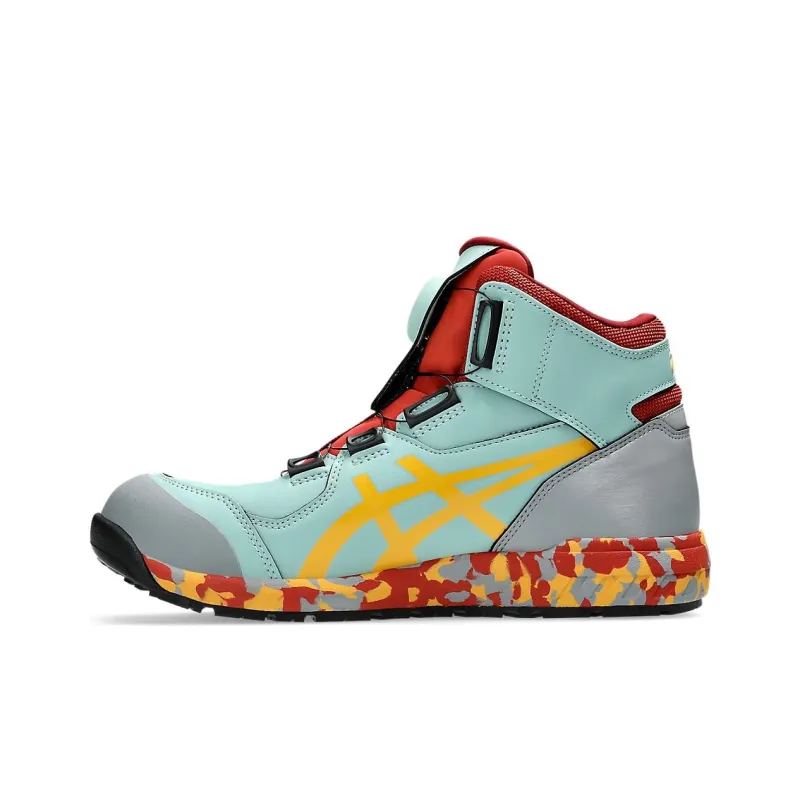 Asics Winjob Anti Slip Wear Resistant High Top Casual Running Shoes Unisex Cyan Yellow-1