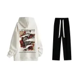 Set (Apricot Sweatshirts+Black Casual Pants)