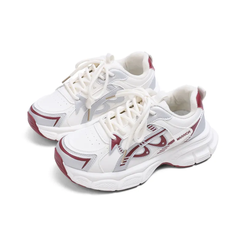 Warrior Abrasion Resistant Thermal Low Top Chunky Sneakers Women's Beige Burgundy-1