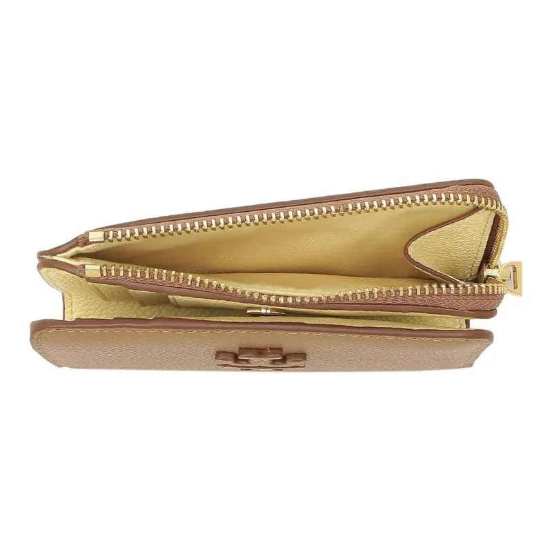 TORY BURCH McGraw Litchi Grain Leather Wallet Women's Tiramisu-3