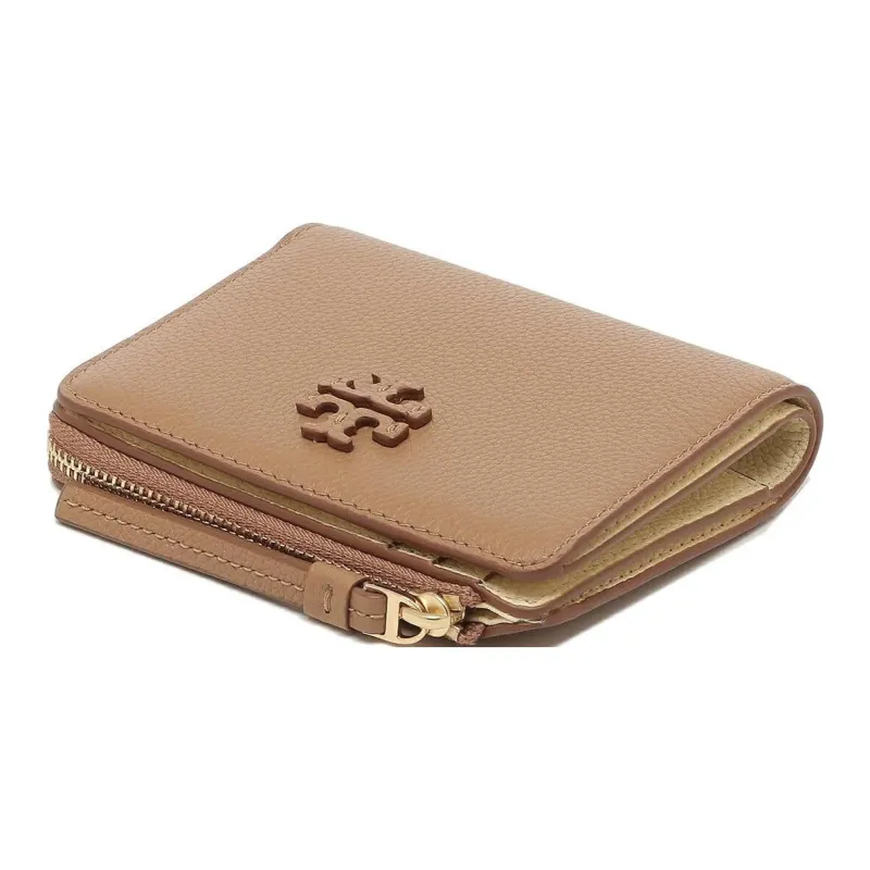 TORY BURCH McGraw Litchi Grain Leather Wallet Women's Tiramisu-2