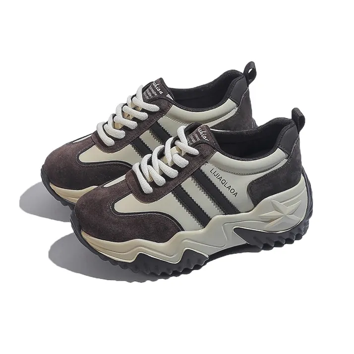 DK.VAN Abrasion Resistant Low Top Chunky Sneakers 7cm Women's Apricot-16
