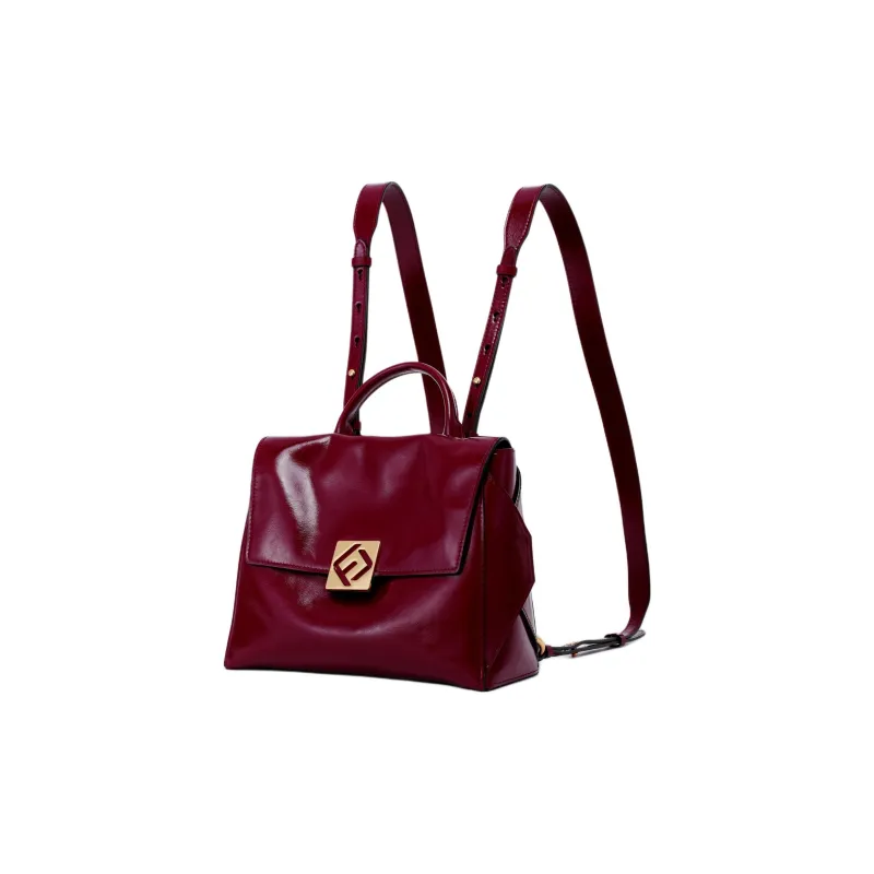 FION Cow Leather Backpack Large Size Women's Multicolor-5