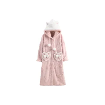 White Ran Pajama Robe Women's Pink